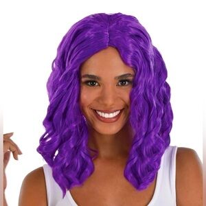 Body Wave Wig Curls Purple Fancy Dress Up Halloween Adult Costume Accessory